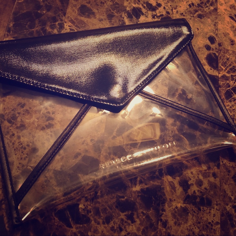 SALERebecca Minkoff Blk Transparent Clear Clutch
